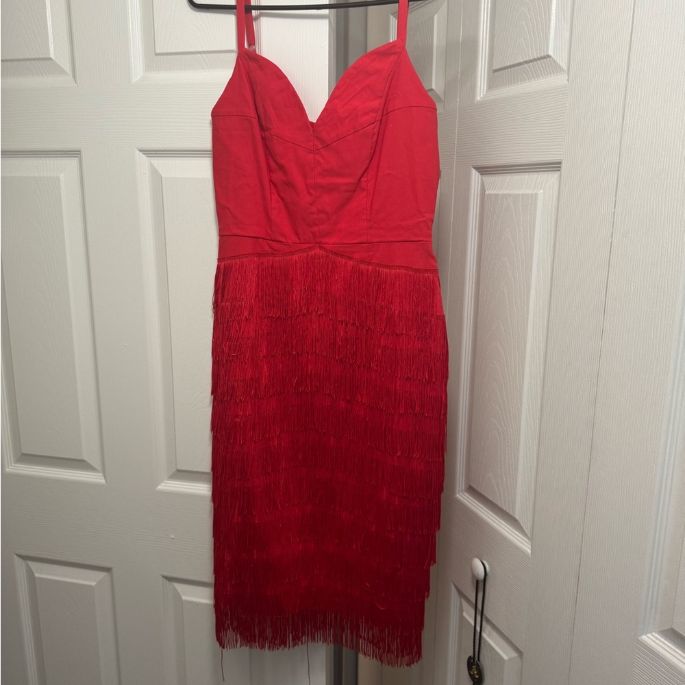 Elle Rebel Red Fringe Dress